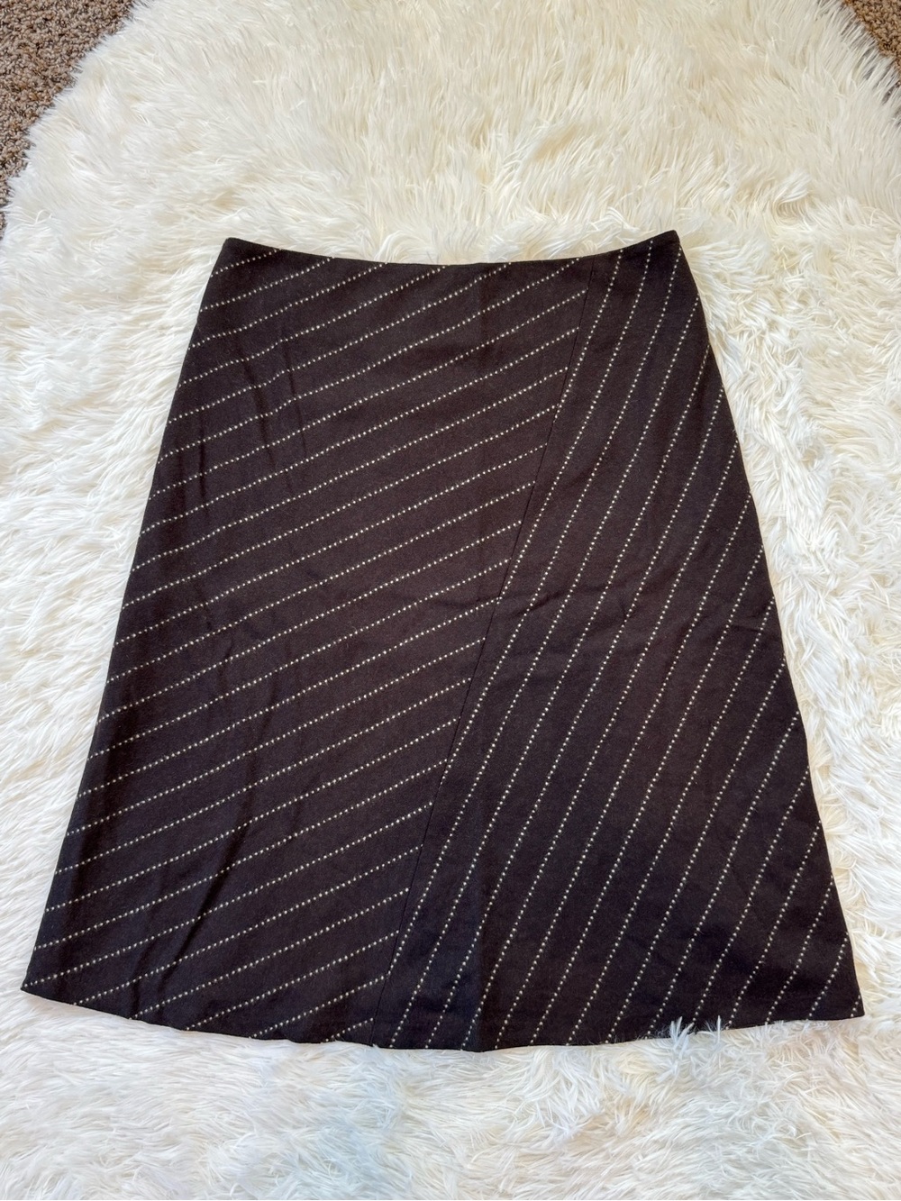 Shin Choi wool brown pinstripe asymmetrical skirt a line size 4 small